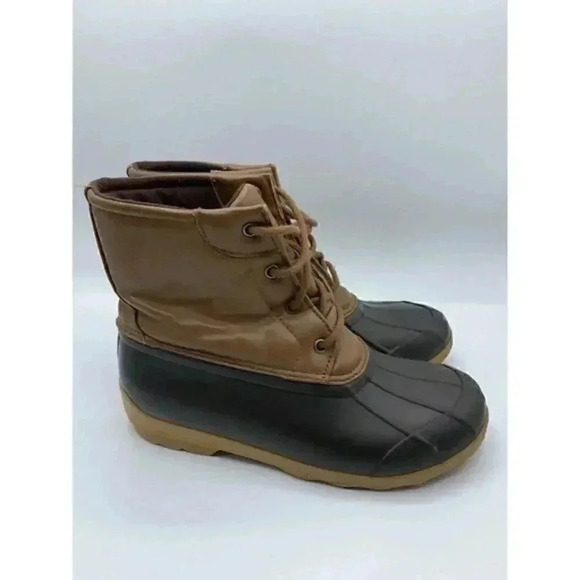 Sperry Port Boots Youth Boys 5 M Brown Leather Duck Rain Lace Up Ankle Outdoors - Picture 3 of 8
